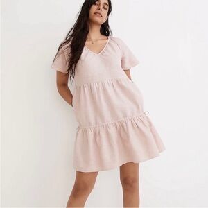 Madewell Linen Blend Lorelei Minidress in Dusty Blush Large